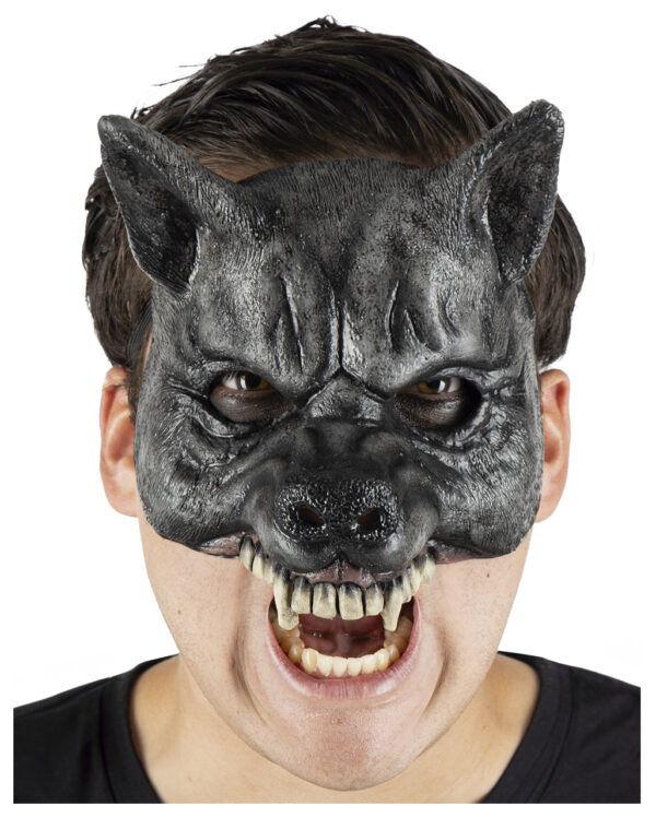 Schwarzer Werwolf Halbmaske als Kostümzubehör ordern