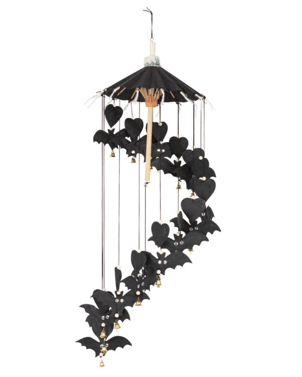 Schwarzes Fledermaus Mobile aus Naturpapier 65cm