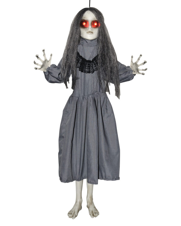 Schwarzes Gothic Doll mit leuchtenden Augen Hängefigur 80cm ★