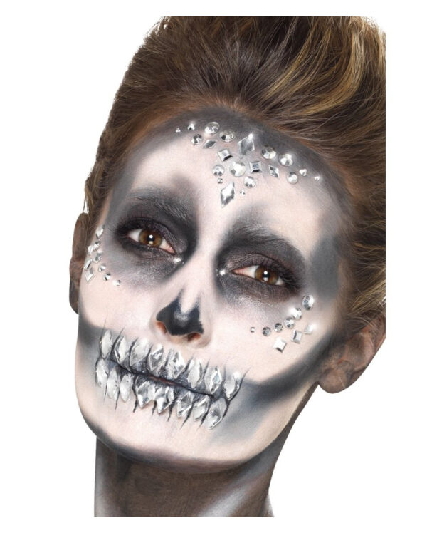 Silberne Edelsteine eckig 100 St. als Halloween Make-up Zubehör