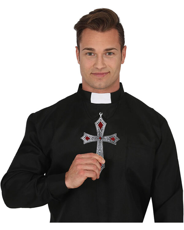 Silbernes Gothic Kreuz Kostümkette  Kostümzubehör