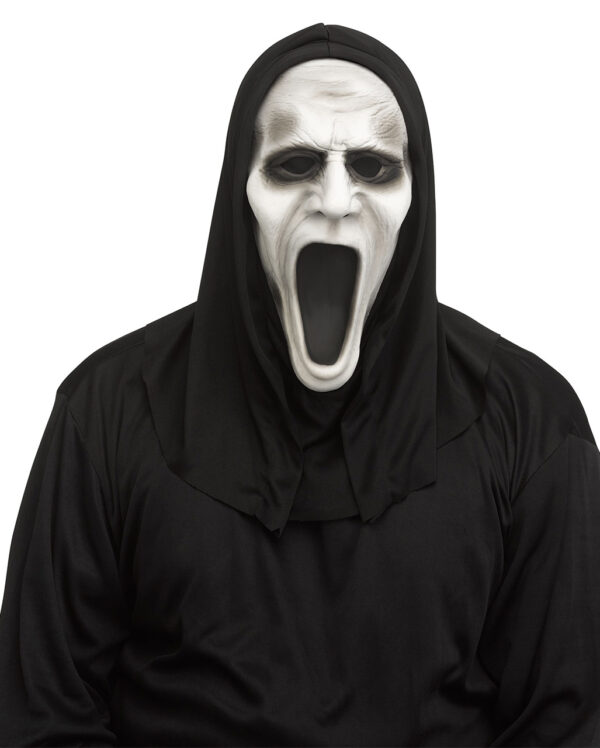 Silent Screamer Halbmaske mit Kapuze  Horror Maske