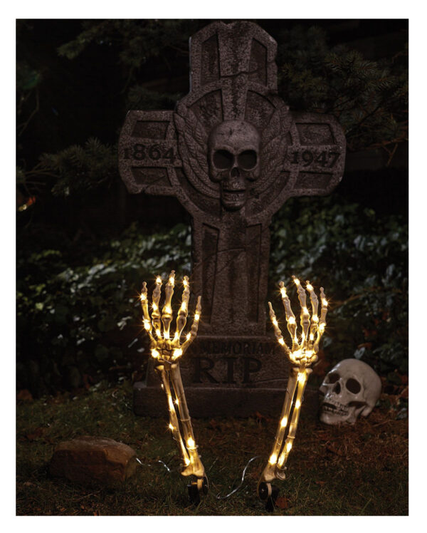 Skelett Arm Gartenstecker mit LED  Halloween Deko Garten