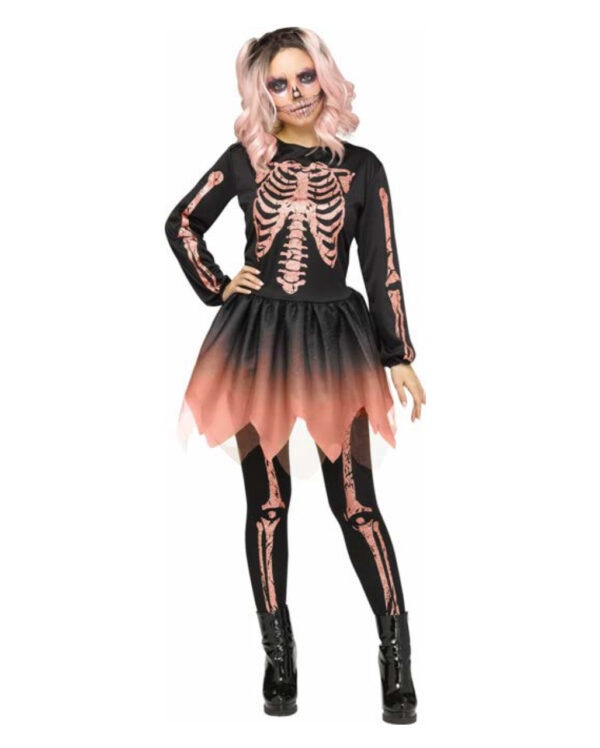 Skelett Kostüm Damen Roségold  Halloween Kostüm M/L