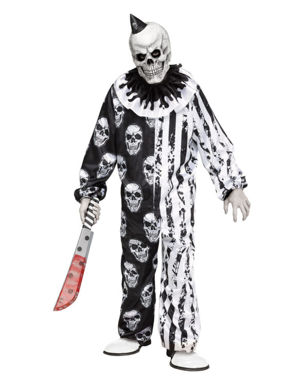 Skelett Horror Clown Kinder Kostüm mit Maske für Halloween L