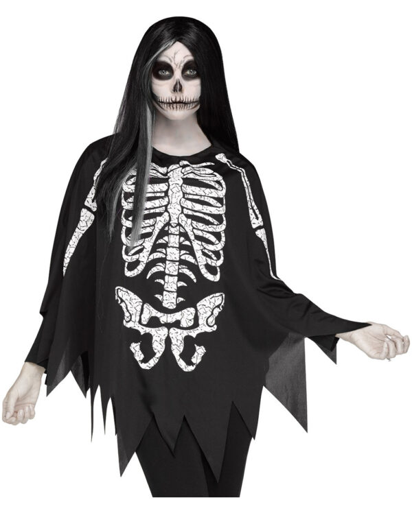 Skelett Poncho als Halloween Kostüm