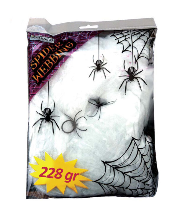 Spinnweben 228g mit 2 Spinnen für Halloween kaufen