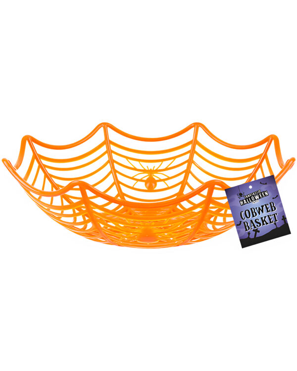 Spinnweben Partyschale Orange 25cm für Süßes & Saures