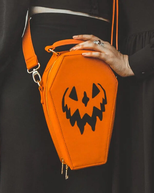 Spooky Pumpkin Sarg Handtasche Orange für Halloween