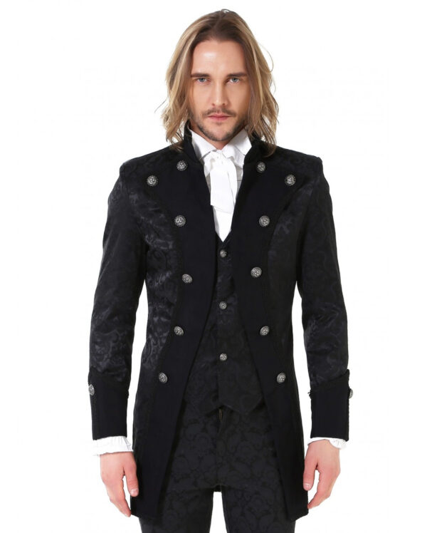 Steampunk Aristokrat Herren Mantel Schwarz ➤ Steampunk Fashion 3XL