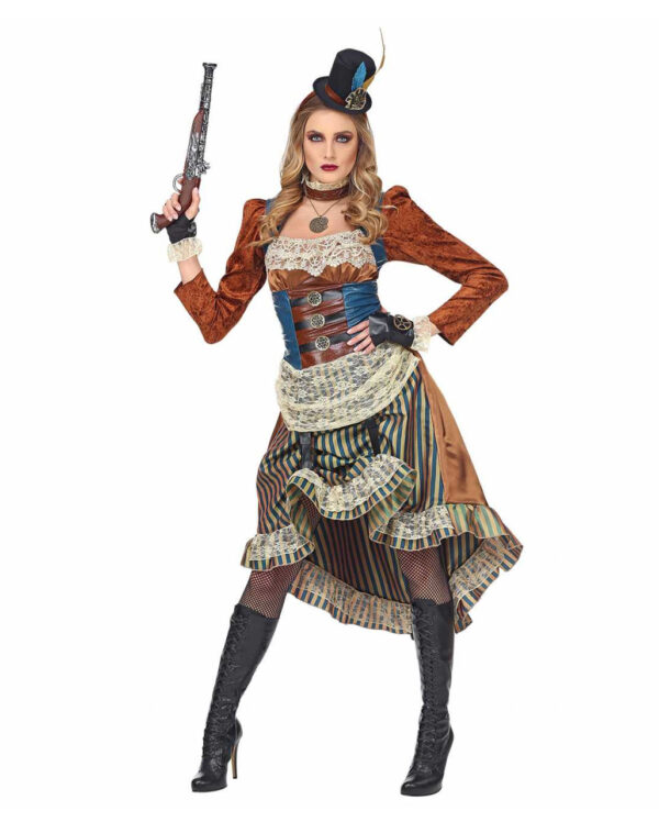 Steampunk Kostümkleid mit Minihut viktorianisch XL