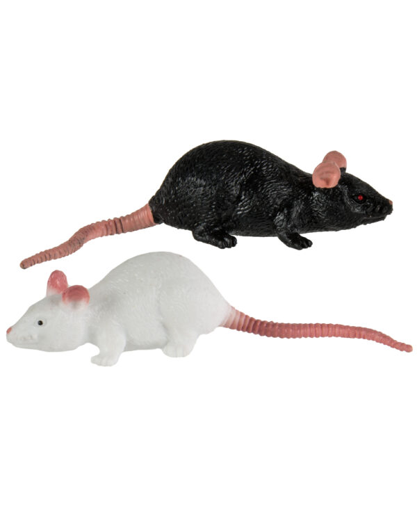 Stretch Ratte 11cm - Schwarz / Weiß zum Kneten