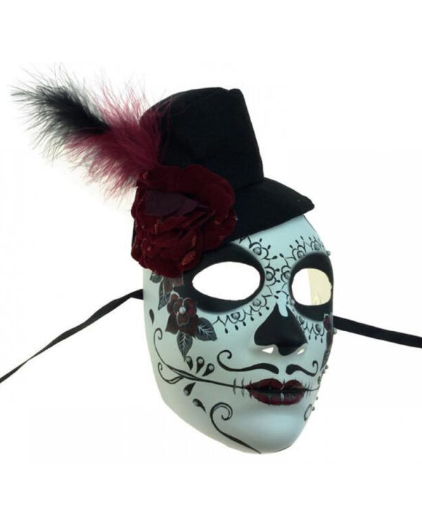 Sugar Skull Maske mit Mini Zylinder ★