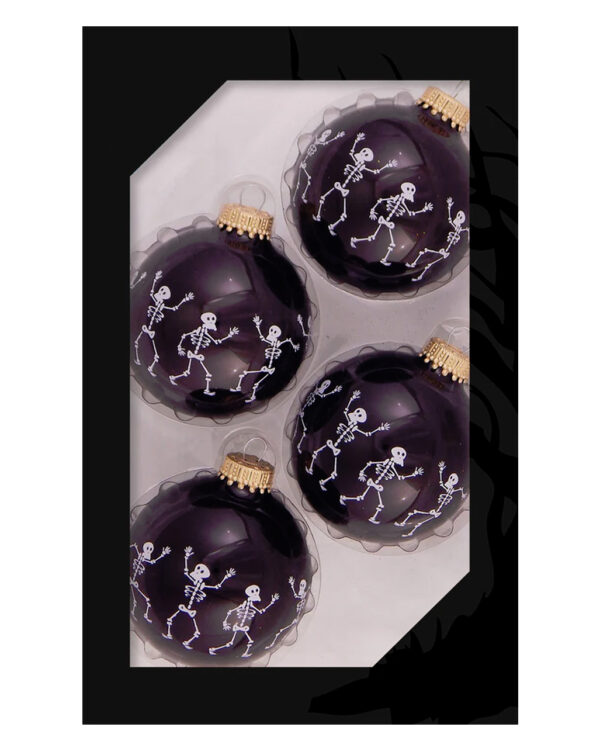 Tanzende Skelette Halloween Weihnachtskugeln Ø6,5cm 4 Stück ★