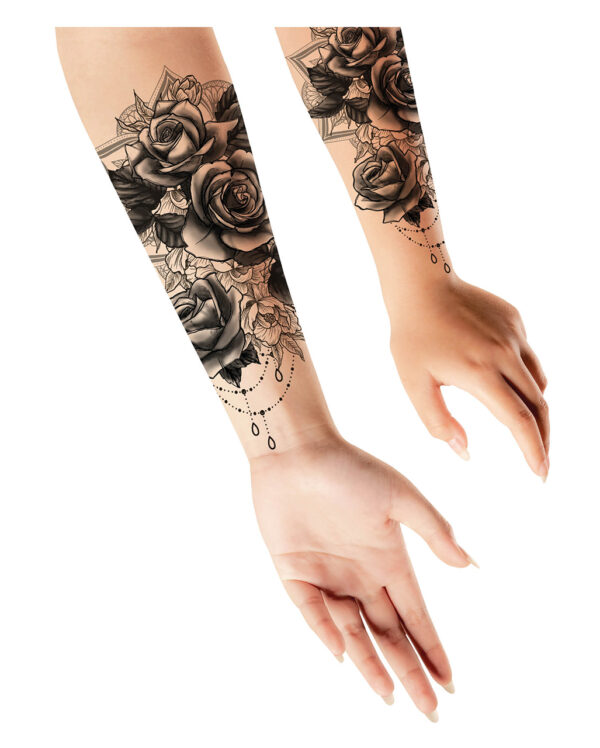 Temporäres Rosen Mandala Tattoo zum Aufkleben für den Unterarm