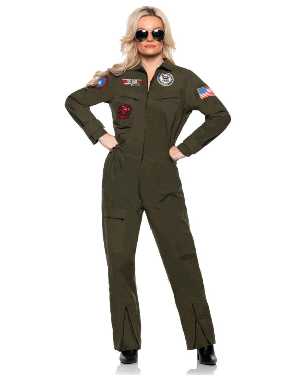 Top Gun Jet Pilot Damen Kostümanzug ✰ US Navy Jumpsuit XL