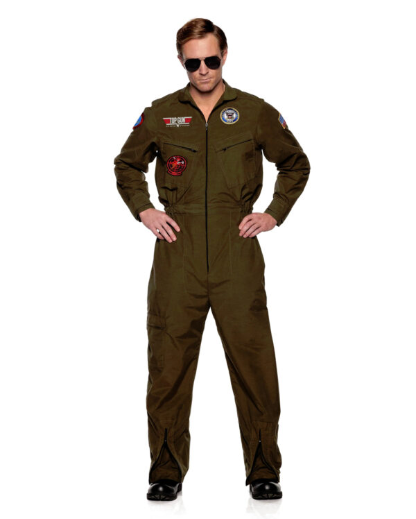 Navy Top Gun Jet Pilot Herren Kostümanzug für Fasching XS