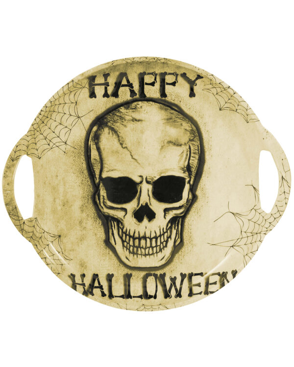 Totenkopf Halloween Tablett mit Griffen 30cm ★ kaufen