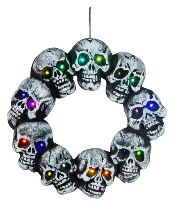 Totenkopf Kranz mit Farbwechselnder LED Beleuchtung 44cm Ø ★