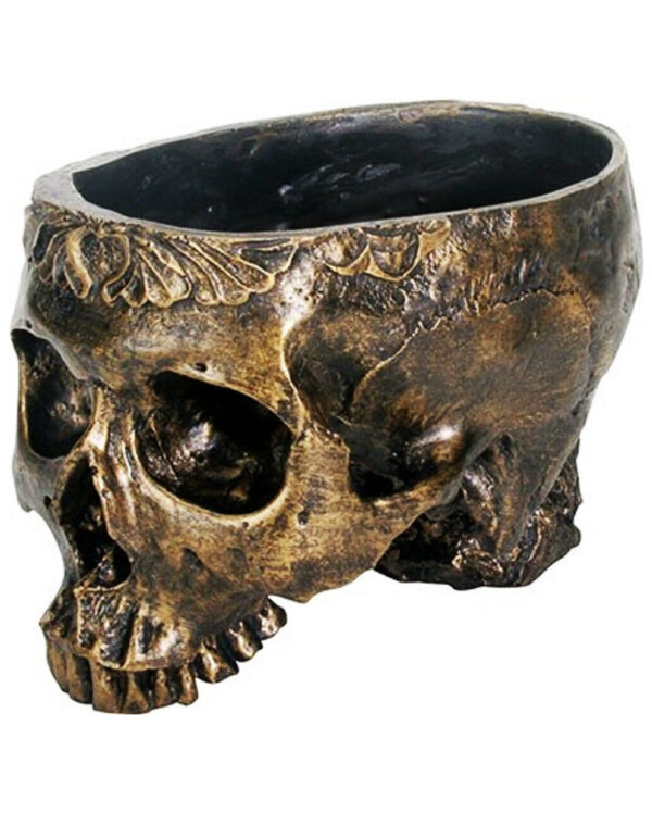 Totenkopf Pflanzenschale gold ★ Gothic Blumentopf