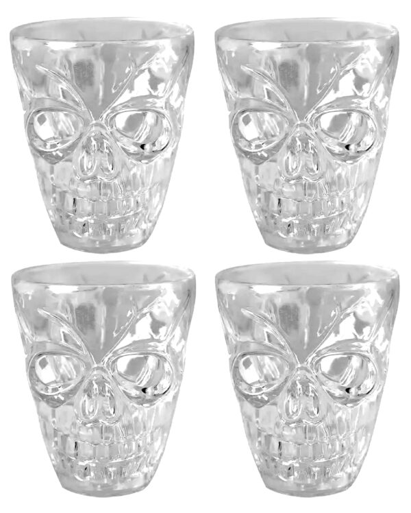 Totenkopf Shotglas 4 Stück für Halloween