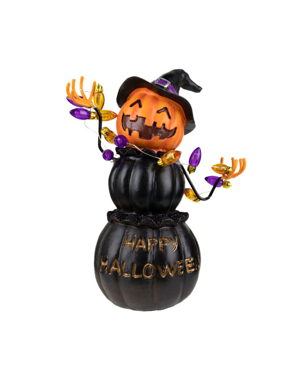 Happy Halloween Hexenkürbis Figur mit LED 20 cm ★★