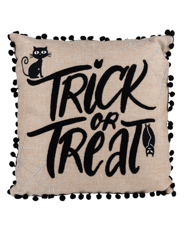 Trick or Treat Kissen mit Katze & Fledermaus 40x40cm ★