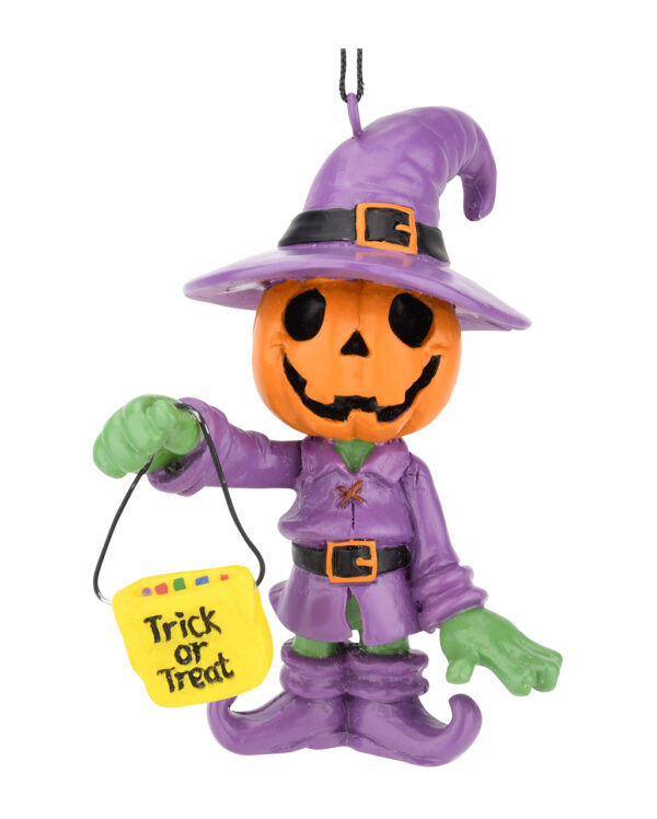 Trick or Treat Kürbis Männchen Weihnachtskugel 8,9cm