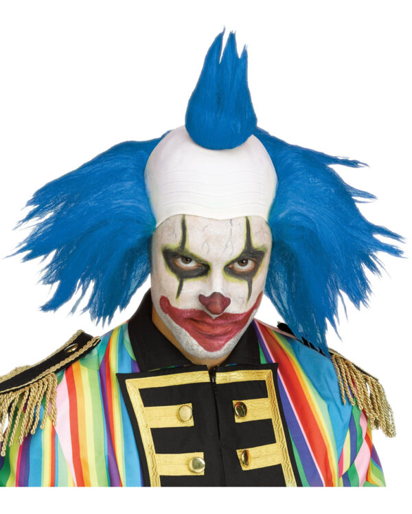 Twisty Horrorclown Perücke blau für Halloween