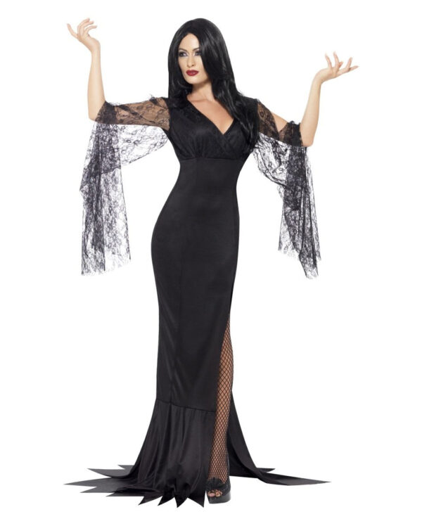 Verführerisches Morticia Kleid  Halloween Kostüm Damen XL