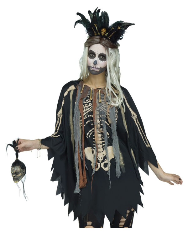 Voodoo Skelett Kostüm-Poncho als Halloween Kostüm