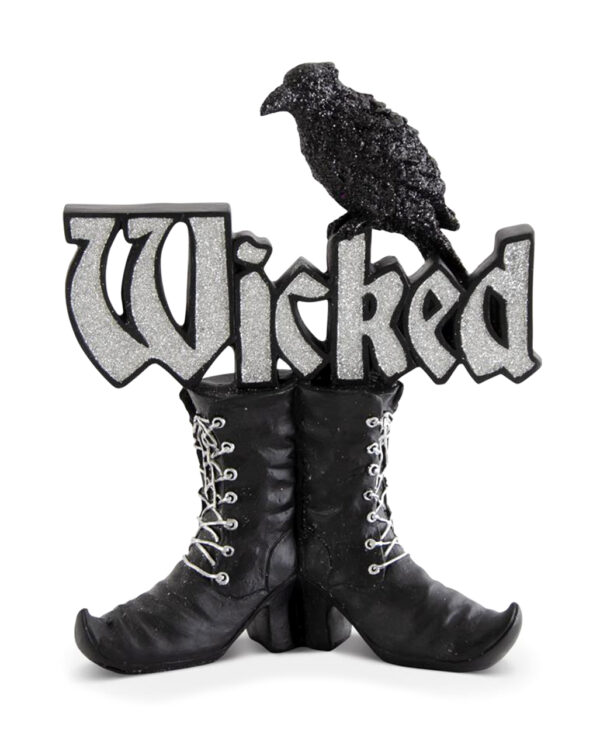 Wicked Hexenstiefel mit Rabe Glitter Deko 24cm verschenken ★