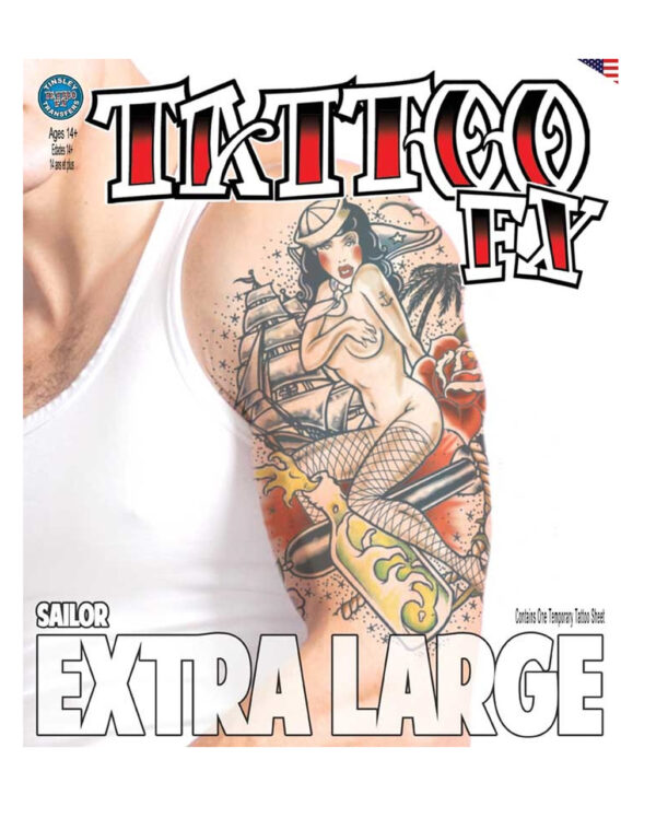 XXL Vintage Klebetattoo Sailor für Mottoparties