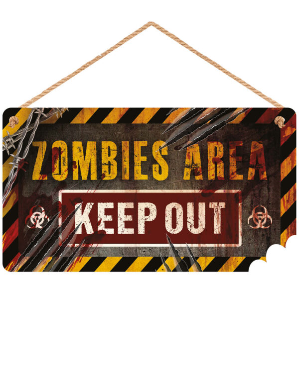 Zombie Area Holz Warnschild 20x35cm für Halloween