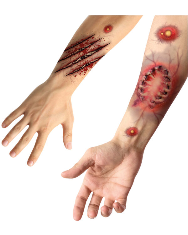 Zombie Biss SFX Tattoo Wunden für Halloween