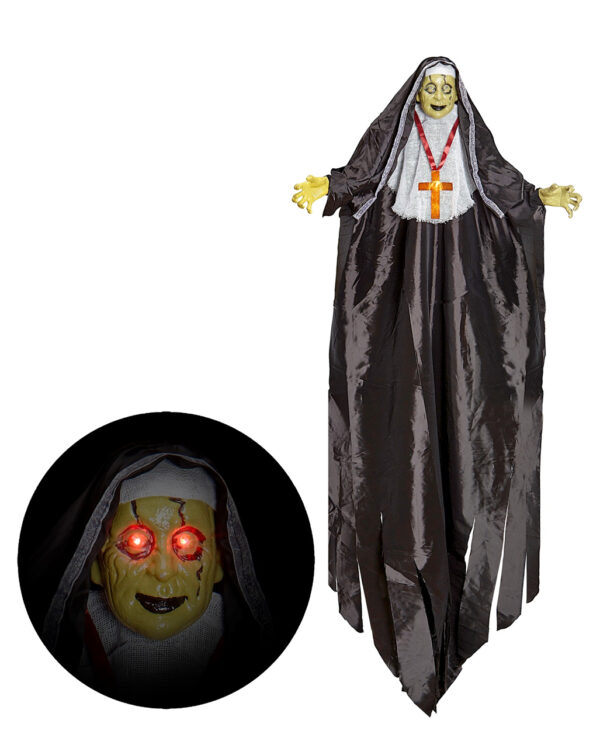 Zombie Nonne mit blinkenden Augen 137cm ★