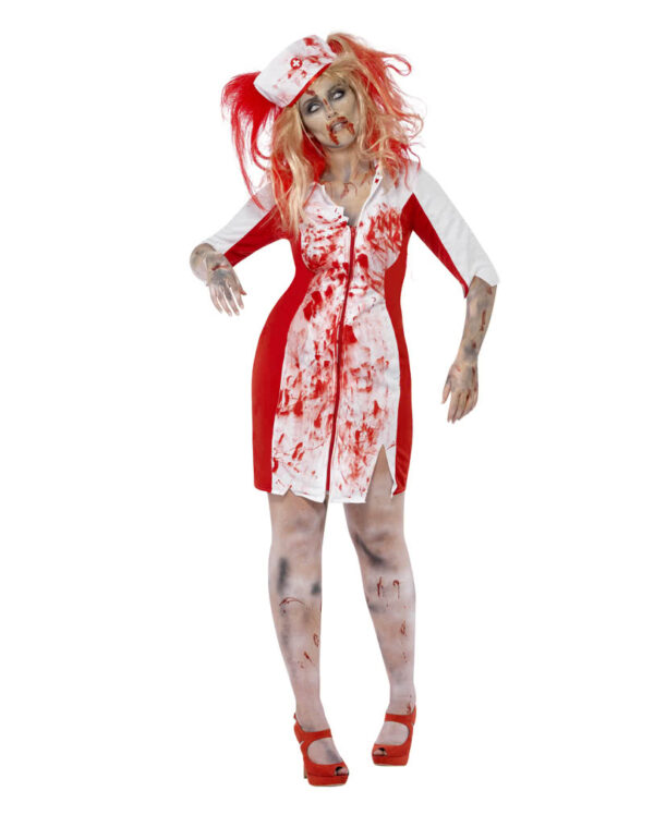 Zombie Nurse Kostüm Plus Size für Halloween & Zombie Walk XXXL