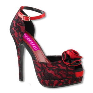 Red Satin Bordello High Heels 37