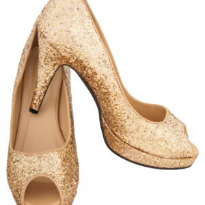 Glitter Peep Toe Pumps gold L