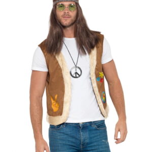 Hippie Weste mit Kunstfell und Print S/M