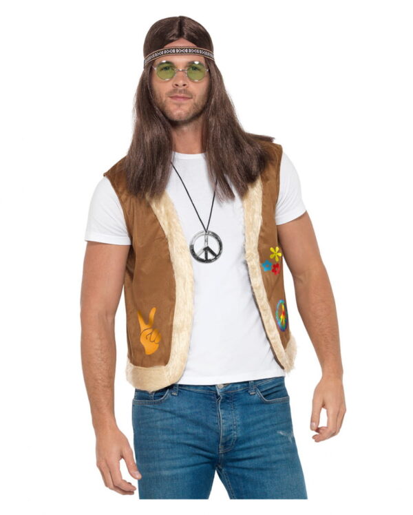 Hippie Weste mit Kunstfell und Print S/M