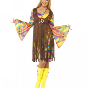 60er Jahre Hippie Kostüm mit Fransenkleid XL