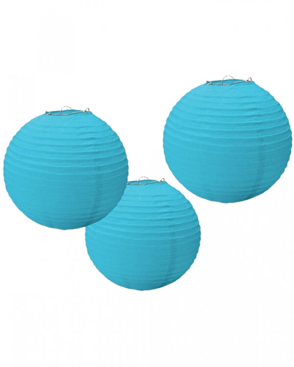 Papier Lampion Set 3 tlg. Hellblau