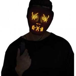 Leuchtende LED Maske Gelb - Schwarz