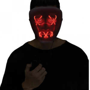 Leuchtende LED Maske Rot - Weiß