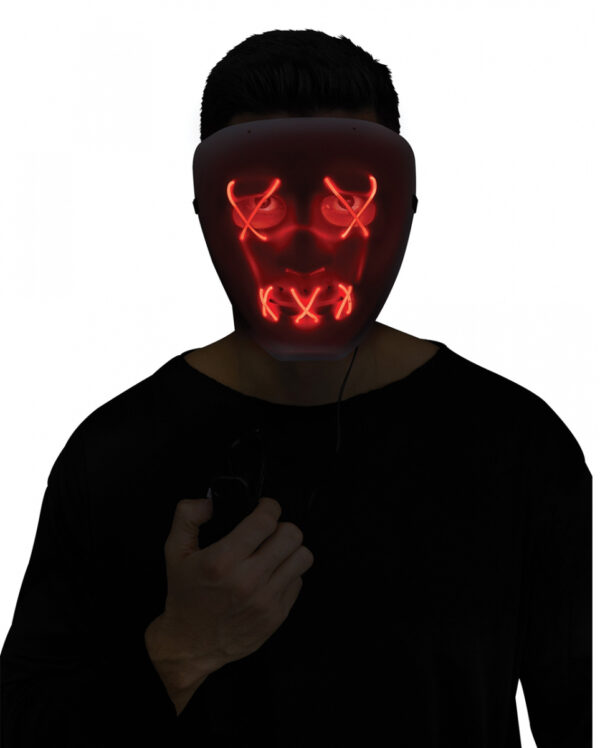 Leuchtende LED Maske Rot - Weiß