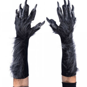 Graue Werwolf Handschuhe mit Kunstfell Deluxe