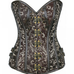 Steampunk Brokat Korsett Braun L