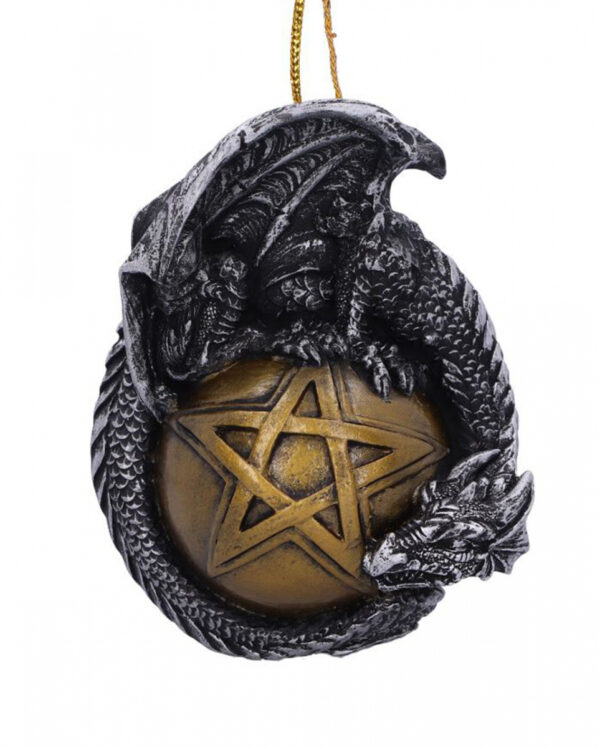 Drache mit Pentagramm Weihnachtskugel 9cm