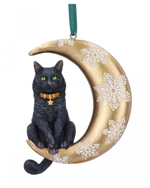 Katze im Halbmond Weihnachtskugel 9cm